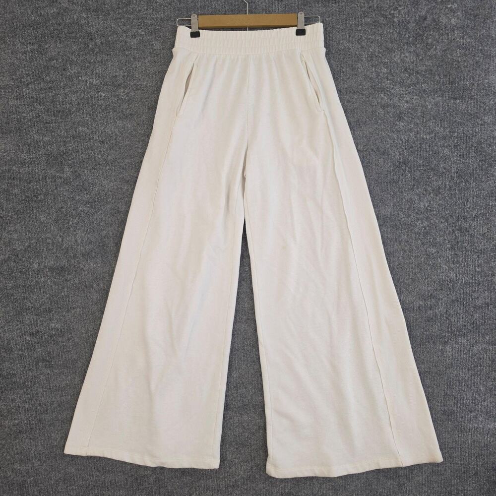 Free People Movement Pants Medium Wide Leg Sweatpants White Lounge Cozy Relaxed